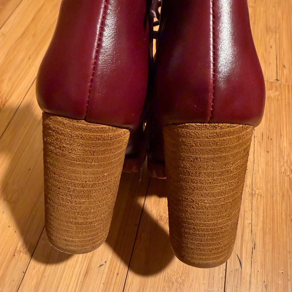 Free People x Jeffrey Campbell Palermo Wine Heel Lace-Booties Size 7 - Picture 7 of 16